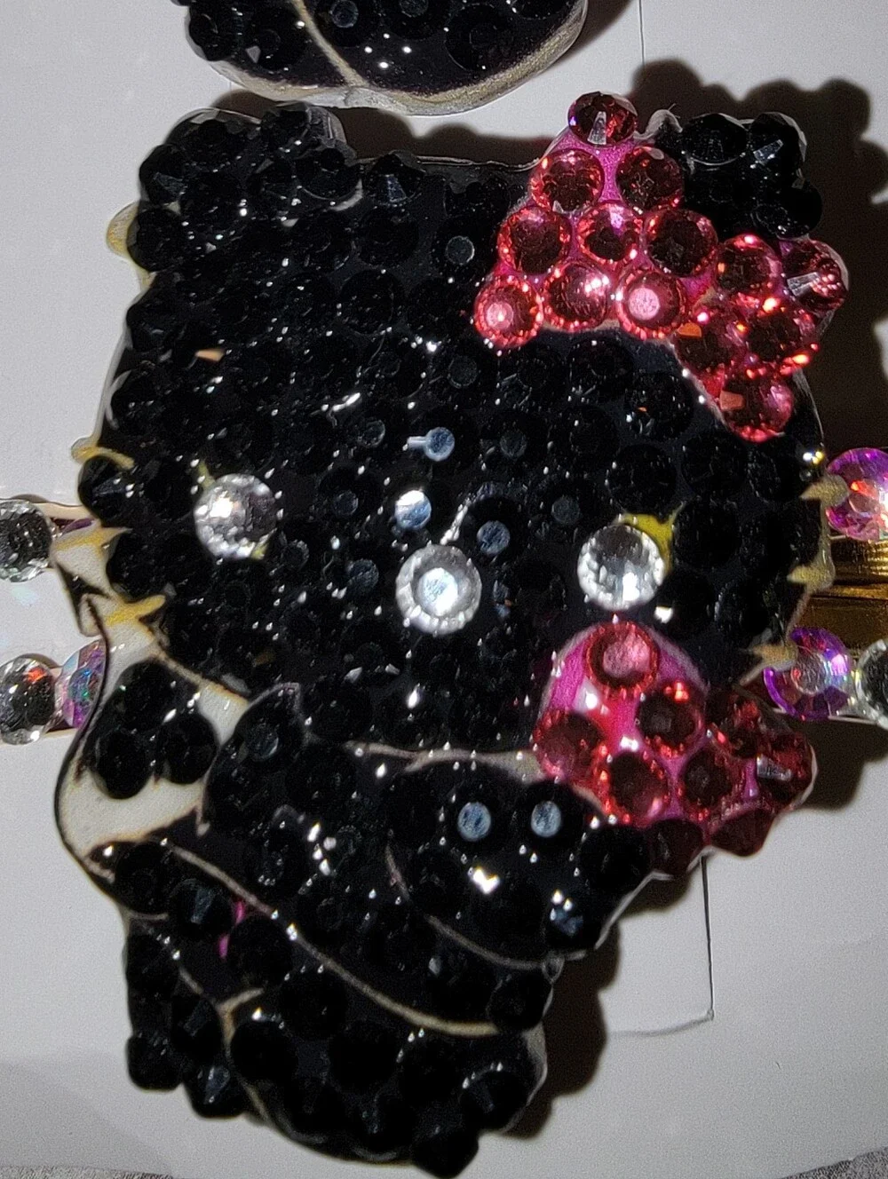 Kids Black and Pink Kitty Rhinestone Hair Clips - Cute Twin Set